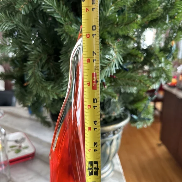 Vintage VIKING ORANGE Persimmon 6 Petal Long HEAVY PEDESTAL SWUNG VASE 18.5” - Picture 8 of 11